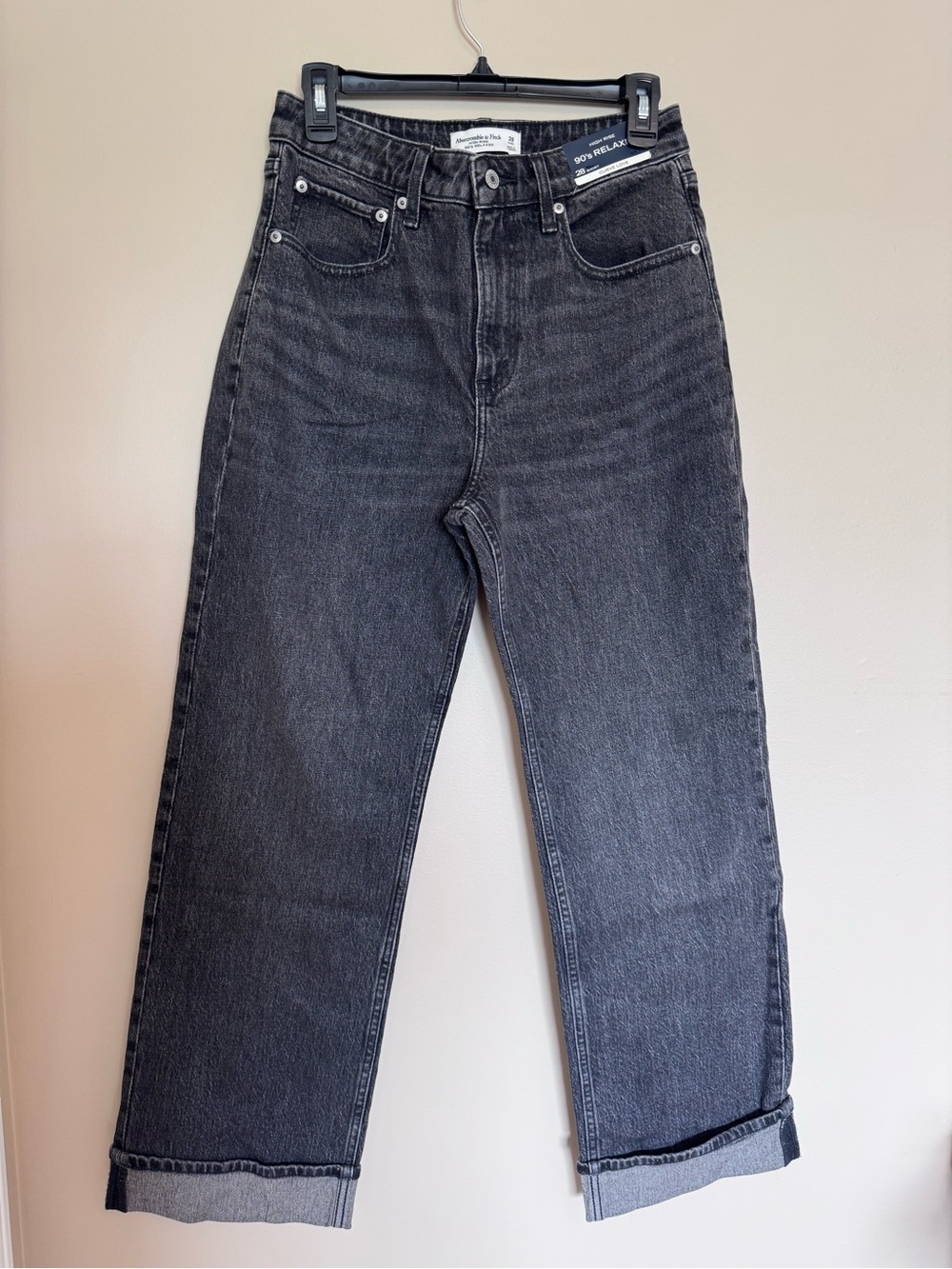 Abercrombie & Fitch Curve Love High Rise 90s Relaxed Cuffed Hem Jeans